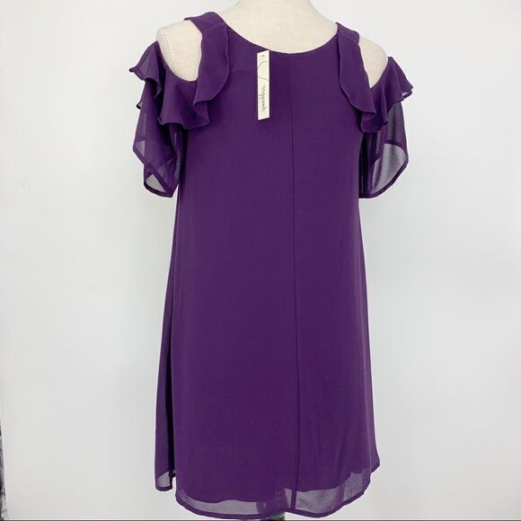 Speechless Purple Ruffle Sleeve Elegant Shift Dress Size XS New - Picture 6 of 8